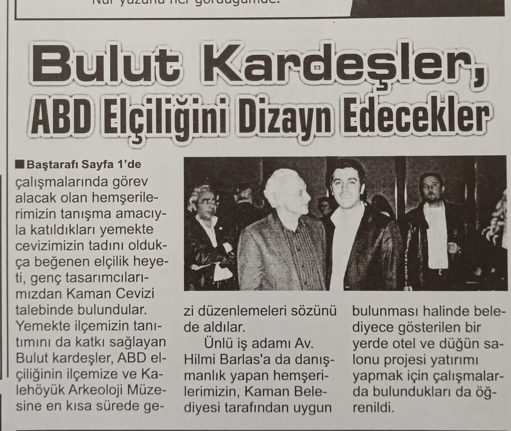 Bulut Kardeşler, ABD Elçiliğini Dizayn Edecek